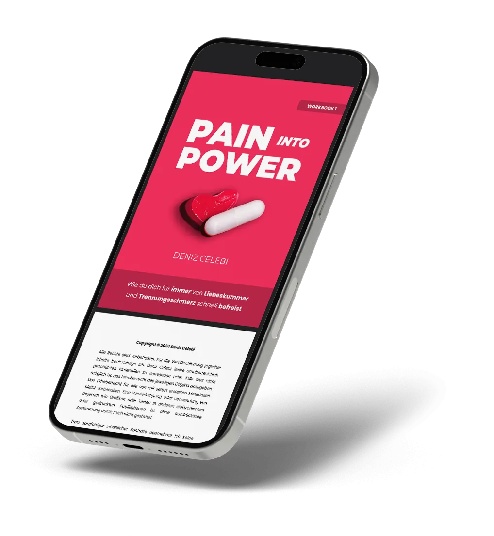 Das digitale Workbook PAIN INTO POWER präsentiert auf einem Smartphone